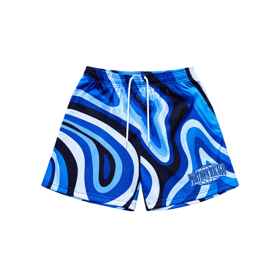 Blue Line Mesh Shorts | Colorful Swirl Mesh Shorts – Port of Chicago