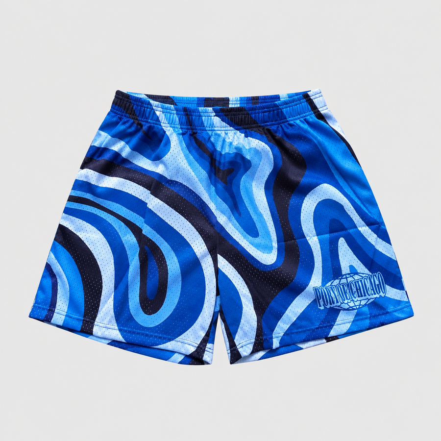 Blue Line Mesh Shorts | Colorful Swirl Mesh Shorts – Port of Chicago